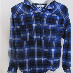 Blue Hooded Flannel